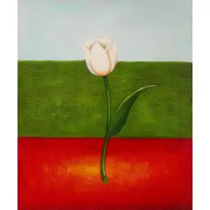 White Tulip Canvas Oil Painting 36x24 Floral Botanical Decorative Wall Art Home Decor