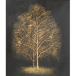 Gilded Trunks Canvas Oil Painting 36x24 Tree Nature Contemporary Decorative Wall Art Home Decor