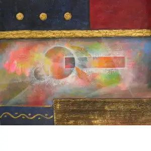 Kaleidoscope Canvas Oil Painting 36x24 Colorful Geometric Abstract Contemporary Decorative Wall Art