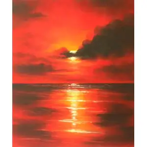 Sea of Fire Canvas Wall Art 36x24 Abstract Ocean Contemporary Decorative Home Decor