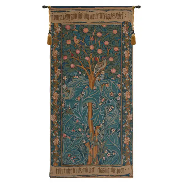 Woodpecker with Verse European Tapestry Wall hanging