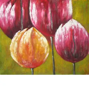 Spring Tulips Canvas Oil Painting 24x36 Floral Botanical Decorative Wall Art Home Decor