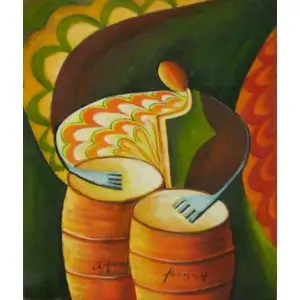 The Bongo Player Canvas Oil Painting 36x24 Music Figurative Decorative Wall Art Home Decor