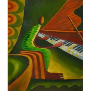 Tempo Canvas Oil Painting 36x24 Musical Abstract Contemporary Decorative Wall Art Home Decor