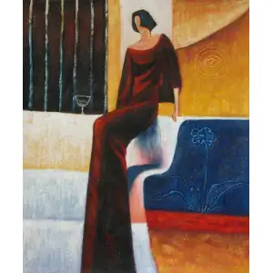 Lady of the Afternoon Canvas Oil Painting 36x24 Figurative Portrait Decorative Wall Art
