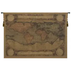Abraham Ortelius Antique Map European Tapestry Wall Hanging 72x54 Inch Cotton Jacquard Woven Wall Tapestry
