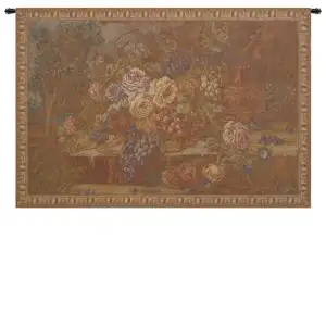 Bouquet with Grapes Red Italian Tapestry Wall Hanging 26x39 Inch Cotton Jacquard Woven Wall Tapestry