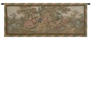 Francois Boucher Scenes Galantes Tapestry Wall Hanging 23 x 56 in Rococo Romantic Jacquard Woven European Decor