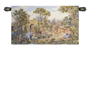 Francois Boucher Traghetto Ferry Crossing Italian Tapestry Wall Hanging 33x19 Inch Cotton Jacquard Woven Wall Tapestry