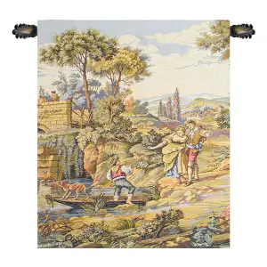 Francois Boucher Barcaiolo Italian Tapestry Wall Hanging 18x16 Inch Cotton Jacquard Woven Wall Tapestry