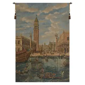 Canaletto Venezia Italian Tapestry Wall Hanging 38x26 Inch Cotton Jacquard Woven Wall Tapestry