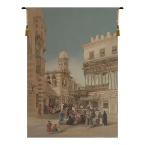 Market Square Famous Places Tapestry Wall Hanging 52 x 35 in European Cityscape Jacquard Woven Wall Decor