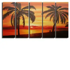 Tropical Silhouettes Canvas Wall Art 48x80 Botanical Tropical Decorative Home Decor