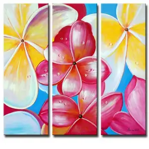 Plumeria Flowers Canvas Wall Art 48x48 Tropical Floral Botanical Home Decor