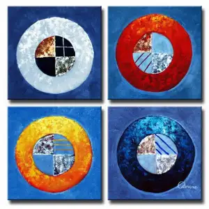 Circles and Squares Canvas Wall Art 32x32 Geometric Abstract Modern Home Decor