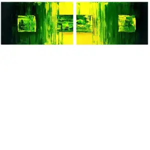Green Wax Canvas Wall Art 24x72 Modern Abstract Contemporary Home Decor