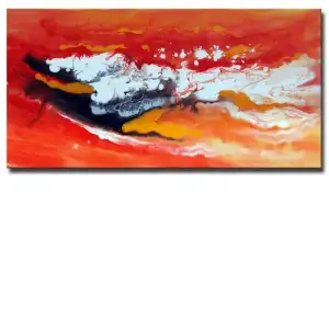 Red Meets Orange Canvas Wall Art 24x48 Colorful Abstract Contemporary Home Decor