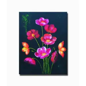 Midnight Poppies Canvas Wall Art 32x24 Floral Botanical Decorative Home Decor