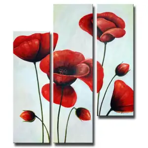 Ruby Red Poppies Canvas Wall Art 60x48 Floral Botanical Decorative Home Decor