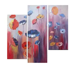 Untamed Poppies Canvas Wall Art 48x48 Floral Botanical Decorative Home Decor