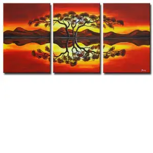 Highwater Mirror Canvas Wall Art 36x72 Nature Landscape Contemporary Home Decor