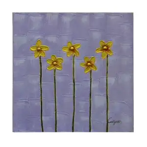Five Stems Canvas Wall Art 24x24 Floral Botanical Contemporary Home Decor