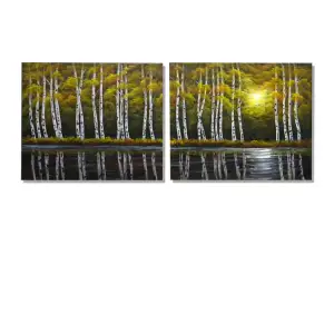 Lakeside Aspen Canvas Wall Art 20x48 Aspen Tree Landscape Home Decor