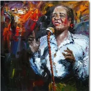 Lady Singer Canvas Wall Art 32x32 Music Figurative Contemporary Home Decor