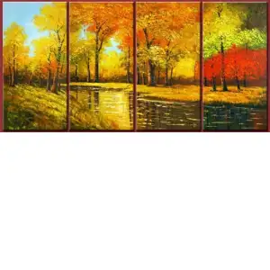 Autumnal Shades Canvas Wall Art 32x64 Fall Landscape Contemporary Home Decor