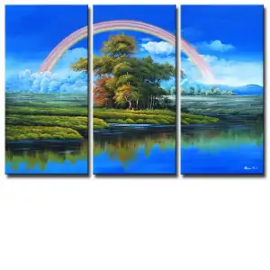 Rainbow Over Paradise Canvas Wall Art 40x60 Tropical Landscape Decorative Home Decor