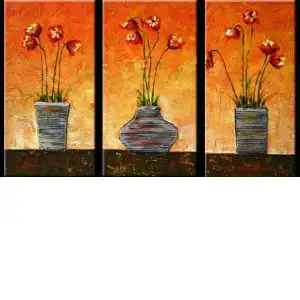 Potted Poppies Canvas Wall Art 32x48 Floral Botanical Decorative Home Decor