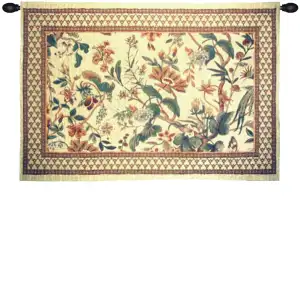 Le Coq with Flower Belgian Tapestry Wall Hanging 37x54 Jacquard Woven Rooster Floral Wall Art