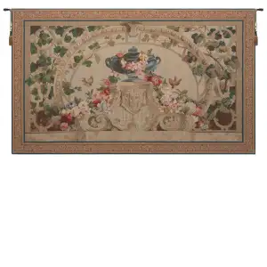 Beauvais Green Leaves Floral Tapestry Wall Hanging 33 x 54 in Jacquard Woven Botanical Wall Art