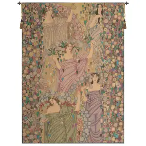 Galileo Chini Primavera Decorative Tapestry Wall Hanging 70 x 50 in Art Nouveau Floral Jacquard Woven European Decor