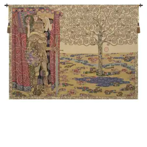Gustav Klimt The Knight Tree of Life Vintage Tapestry Wall Hanging 36 x 52 Art Nouveau Jacquard Woven Decor