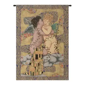 Gustav Klimt The First Kiss Vintage Tapestry Wall Hanging 36 x 24 in Art Nouveau Jacquard Woven Decor