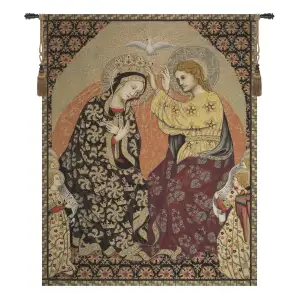 Madonna's Coronation Italian Tapestry 32x24 Religious Renaissance Jacquard Woven Wall Hanging Christian Home Decor - B - H 32" x W 24"