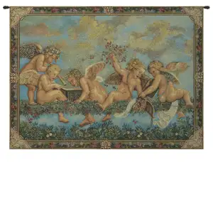 Les Angelots French Tapestry Wall Hanging  26x34 Inch Cotton Jacquard Woven Wall Tapestry