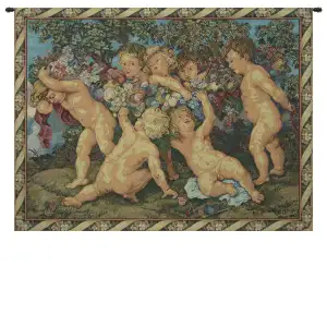 Les Amours French Tapestry Wall Hanging  25x33 Inch Cotton Jacquard Woven Wall Tapestry