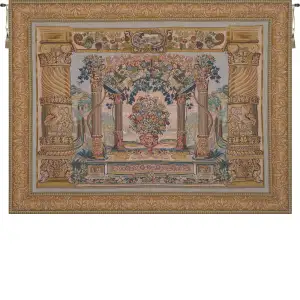 Terrasse with Border French Tapestry Wall Hanging 32x25 Inch Cotton Jacquard Woven Wall Tapestry