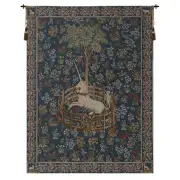 Licorne Captive Blue European Tapestry Wall hanging