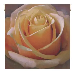 Yellow Rose Square Belgian Tapestry Wall Hanging 38x38 Inch Cotton Jacquard Woven Wall Tapestry