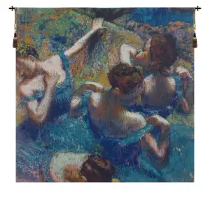 Edgar Degas Blue Dancers Decorative Tapestry Wall Hanging 24 x 24 in Ballet Fine Art Jacquard Woven Decor