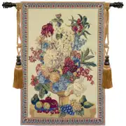 Bouquet With Grapes Vertical European Tapestry Wall Hanging