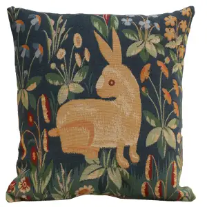 Medieval Rabbit Tapestry Pillow Cover 19x19 Inch Cotton Jacquard Woven Cushion Cover