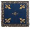 Fleur de Lys Blue Belgian Tapestry Throw Blanket 58x58 Medieval Cotton Throw