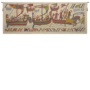 Bayeux Armada Vintage Tapestry Wall Hanging 27 x 71 in Jacquard Woven Medieval Wall Art