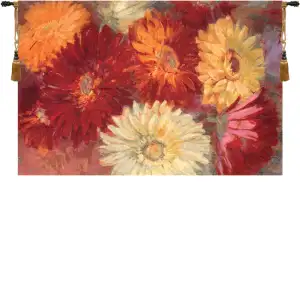 Gerberas Fine Art Tapestry Wall Hanging  53x35 Inch Cotton Jacquard Woven Wall Tapestry