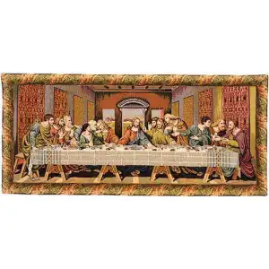 Leonardo da Vinci The Last Supper II Italian Tapestry Wall Hanging 19 in. x 36 in. Jacquard Woven Renaissance Religious Wall Art