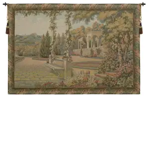 Lake Como Terrace Italian Tapestry Wall Hanging 44x24 Inch Cotton Jacquard Woven Wall Tapestry